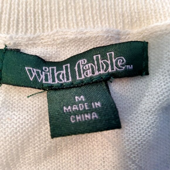 Wild Fable Off-White Ribbed Knit Bra Design Short Sleeve Sweater   Size  M - Picture 3 of 8